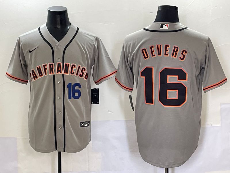 Men 2025 San Francisco Giants #16 Devers Grey Game Nike MLB Jersey style 43